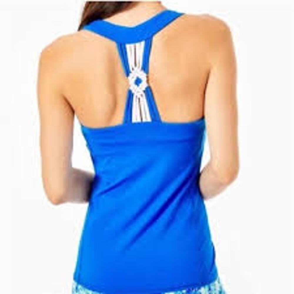 Lilly Pulitzer Luxletic Racerback Pilar Bra Tank Workout Shirt Medium Royal Blue